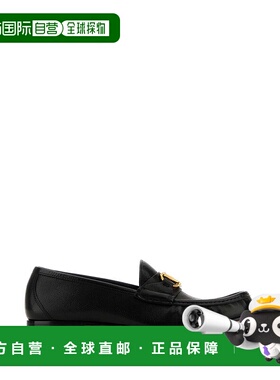 1h可退 潮奢 valentino 华伦天奴 女士 VLOGO 黑色皮质乐福鞋 7W2