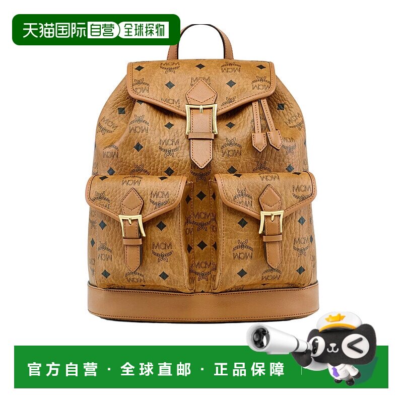 MCM 女士双肩包 MWKFATA01CO AW2025 棕色 Aren Visetos 抽绳背包