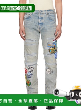 1h可退 潮奢 AMIRI 男士 蓝色 Station Patch Repair Slim 牛仔裤