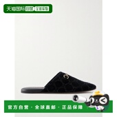 潮奢 水晶装 Gucci 1h可退 古驰 女士 饰马衔扣天鹅绒便鞋 852373F