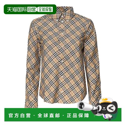 BURBERRY 女士衬衫 8098252 AW2024 黑色 Checkered Cotton Shirt