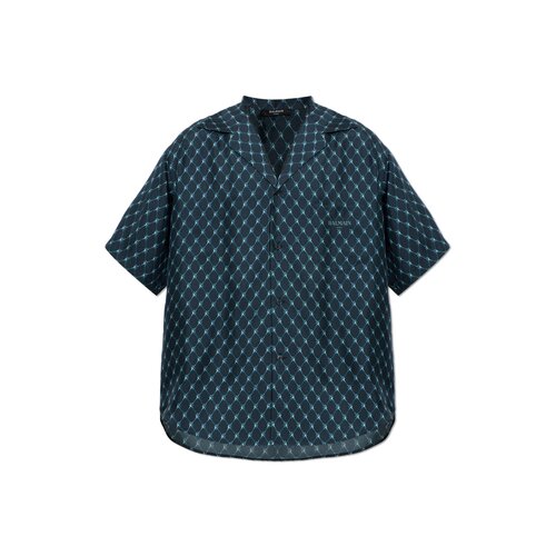 香港直邮BALMAIN 男士衬衫 HH1HL065SF55SQD AW2026 蓝色 短袖衬