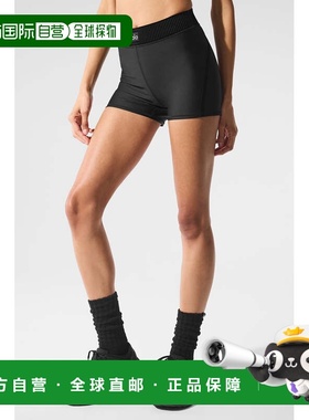 alo yoga  徽标松紧高腰修身三分  运动短裤  女款  黑色/Blackw6