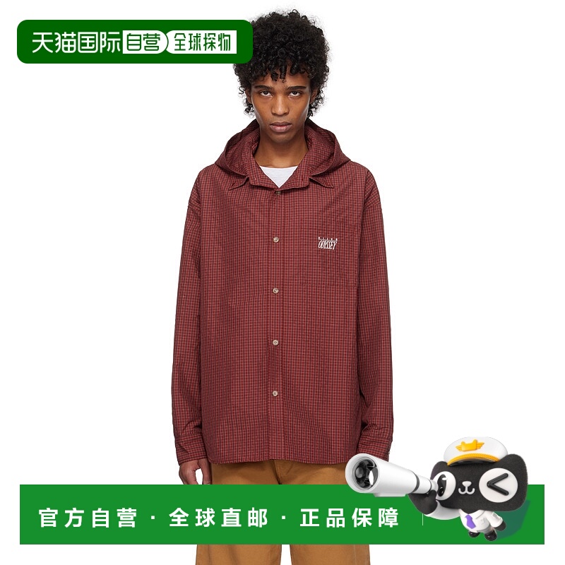 1h可退 潮奢 Kijun 男士 红色 Check Hoodie 衬衫 25PSM201B