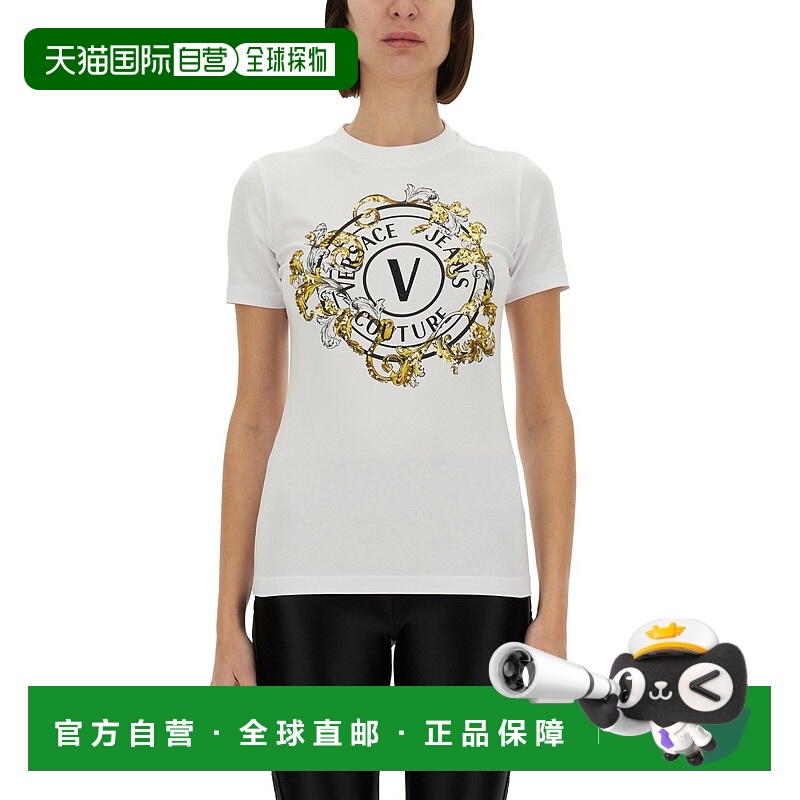 1h可退 VERSACE JEANS 女士T恤 78HAHC01CJ02CG03 SS2025短袖