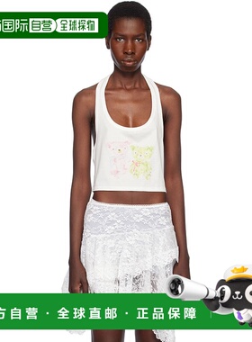 1h可退 潮奢 Yuhan Wang 女士 白色 Bears Printed 背心 SS2500T1