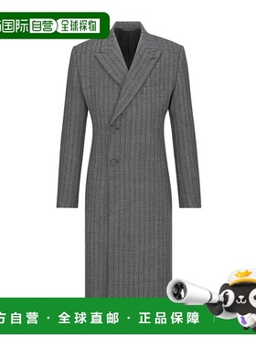 DIOR 男士外套 443C353A6273C880 AW2024 黑色 条纹长袖大衣男装