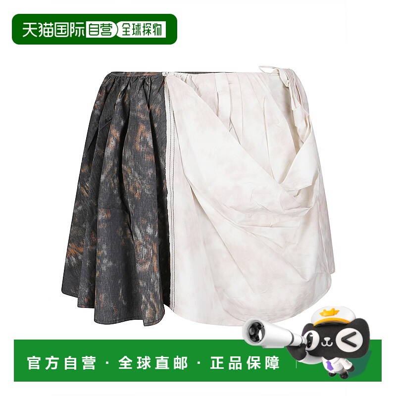 1h可退 GANNI 女士半身裙 W1093252 SS2025 黑色 Printed Stretch