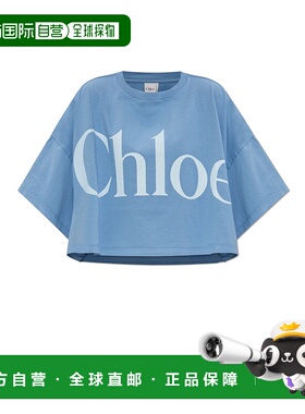 CHLOÉ 女士T恤 CH25AJH0918340Q AW2025 蓝色 Short loose-fit t-