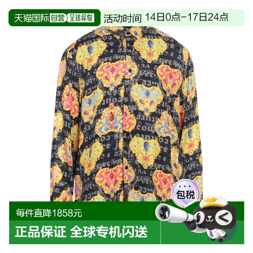 1h可退 潮奢 versace 范思哲 男士 花纹衬衫 black黑色 舒适时尚