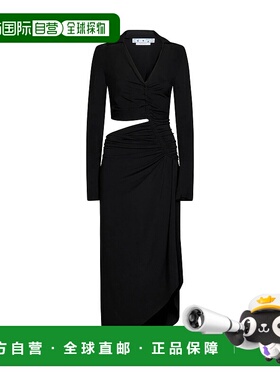 1h可退 潮奢 off-white 女士 黑色抽褶连衣裙 OWDB455S23FAB001