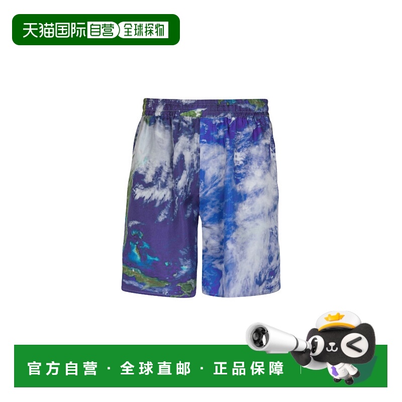 1h可退 BALMAIN 男士短裤 EH0PA145SE89AAA SS2025 蓝色 丝绸印花