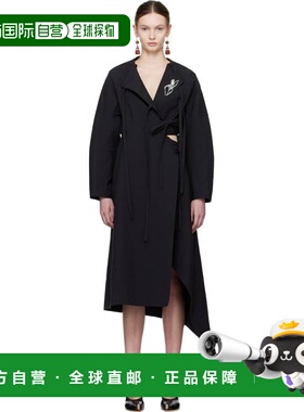 1h可退 潮奢 Tory Burch 托里 伯奇 女士 黑色 Cotton Wrap 连衣