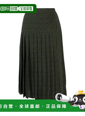 FENDI 女士半身裙 FQ7076A8FNF16WS AW2019 黑色 绿色不对称百褶