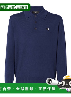 FENDI 男士T恤 FZC167AU84F0QA2 CO 蓝色 长袖Polo衫