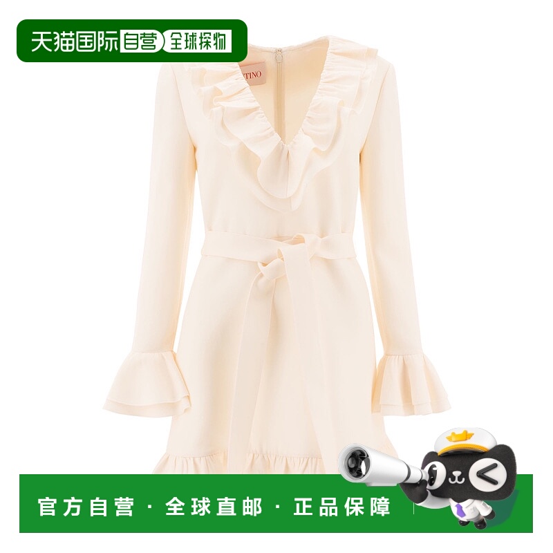 1h可退 VALENTINO 女士连衣裙 BVAES61CFA03 SS2025 白色 V领长袖