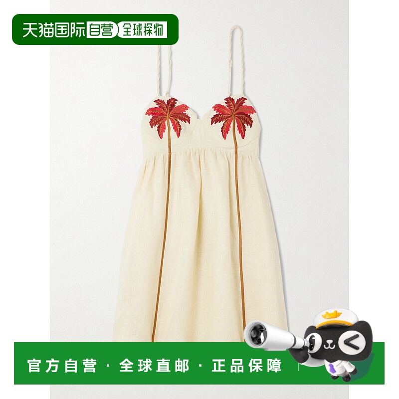 1h可退 潮奢 FARM RIO 女士 刺绣亚麻迷你连衣裙 344173L0029