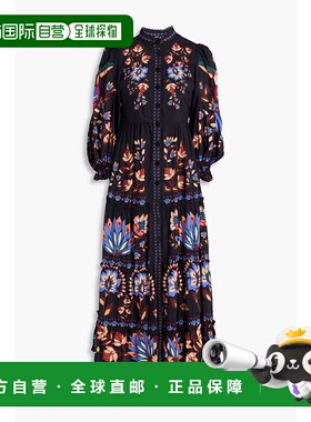 1h可退 潮奢 FARM RIO 女士 印花棉混纺薄纱长款连衣裙 314825WIN