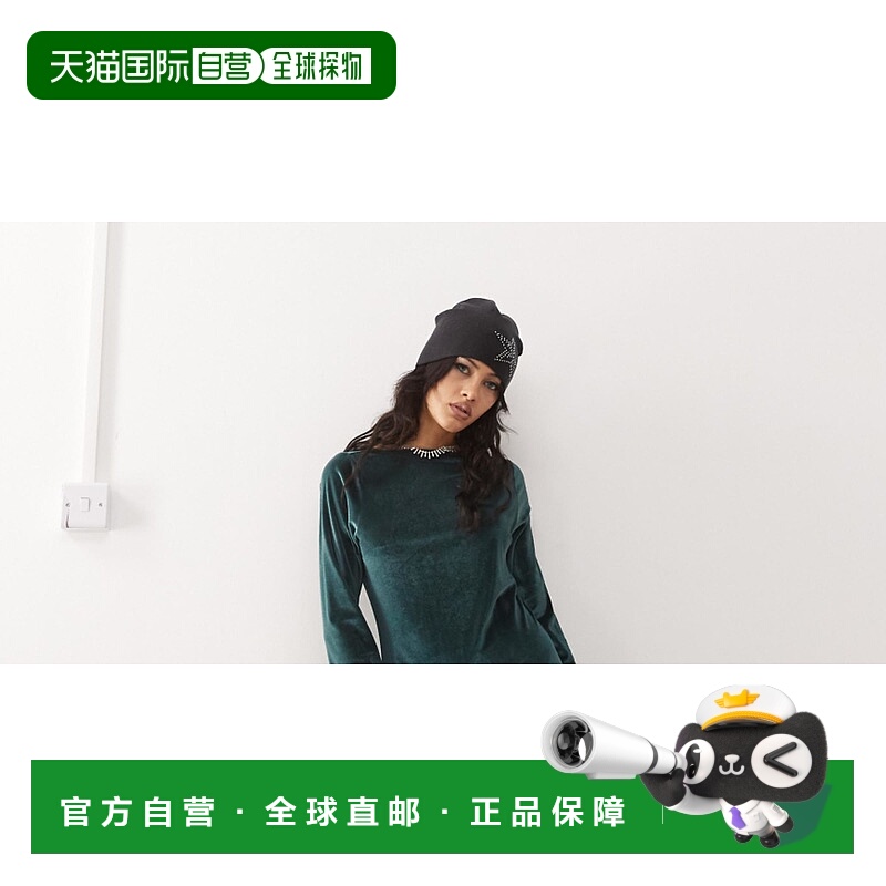 1h可退 潮奢 monki 女士 长袖天鹅绒迷你连衣裙时尚减龄高级感