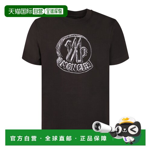 MONCLER 男士T恤 8C0003589AUG999 SS2026 黑色 Soft cotton. Fro