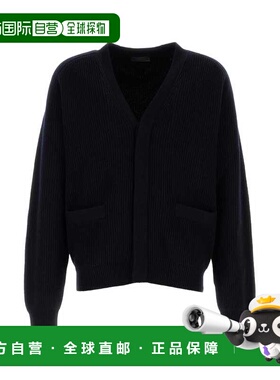 PRADA 男士针织毛衣 UMG336SOOO14G5F0008 AW2024 蓝色羊绒开衫