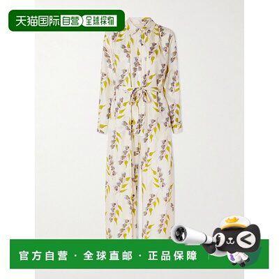 1h可退 潮奢 ULLA JOHNSON 女士 Bricolage 束带印花斜纹丝绸连衣