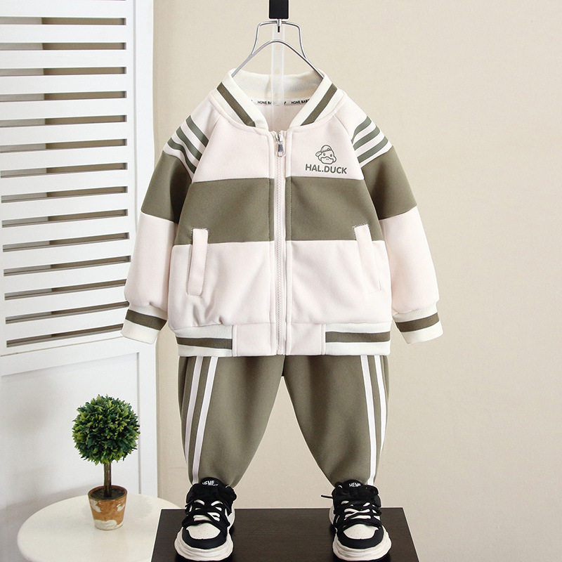 5999小黄鸭童装男童套装春秋款2024新款潮帅宝宝棒球服儿童两件套