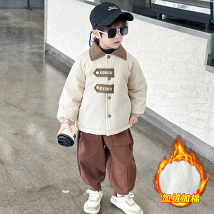 男童夹棉外套秋冬季2025新款宝宝轻薄棉服儿童初冬装加绒二棉