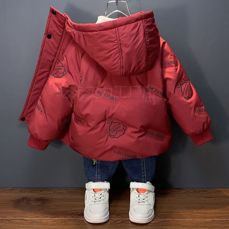 小黄鸭男童羽绒服秋冬季2025新款过年喜庆衣服儿童装宝宝红色外套