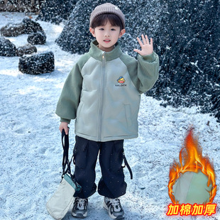 男童夹棉外套秋冬轻薄棉服宝宝二棉小棉袄儿童校服神器男孩厚上衣