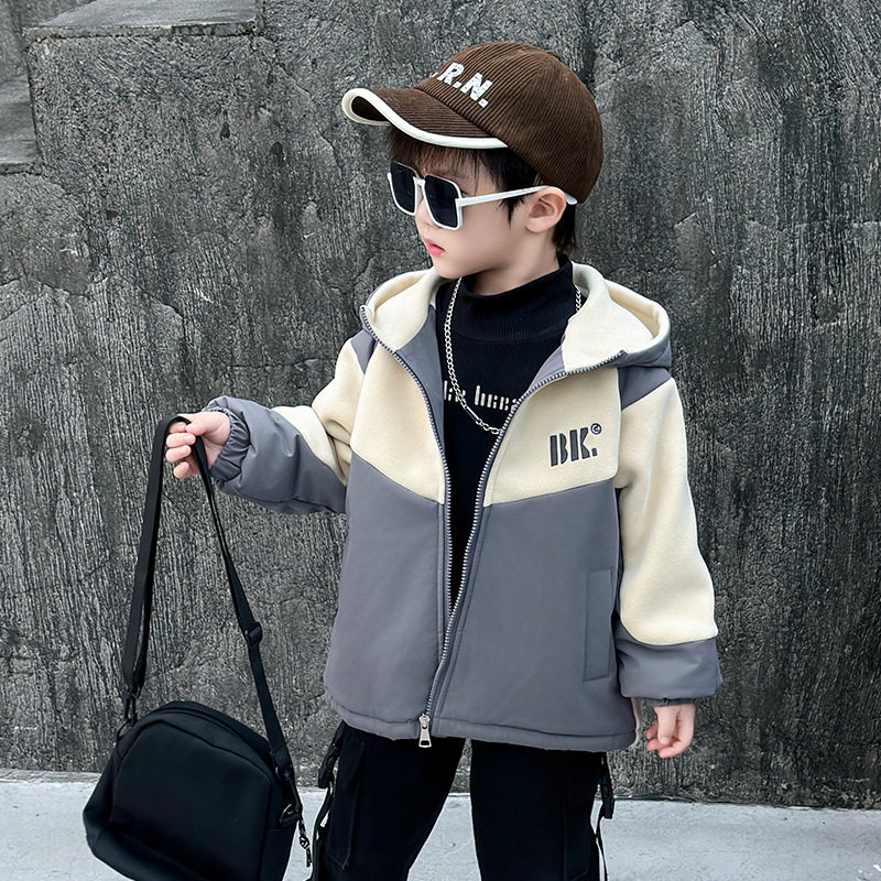 男童加绒外套秋冬2025新款时髦奥利绒风衣棒球服儿童冬季加厚