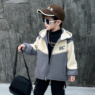 男童加绒外套秋冬2025新款时髦奥利绒风衣棒球服儿童冬季加厚