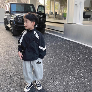 男童alo女童运动休闲儿童秋冬装新款加绒卫裤中小童帅气款长裤子x