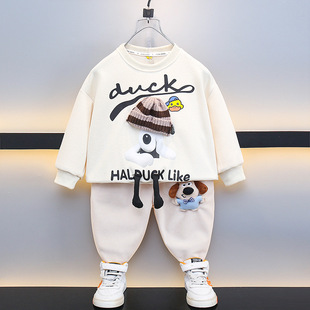 儿童装男童春装套装2025新款春秋款小黄鸭运动服酷帅气男孩春季潮