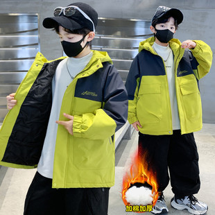 男童加棉外套连帽棉服冬天2025新品加厚棉衣中大儿童男孩洋气