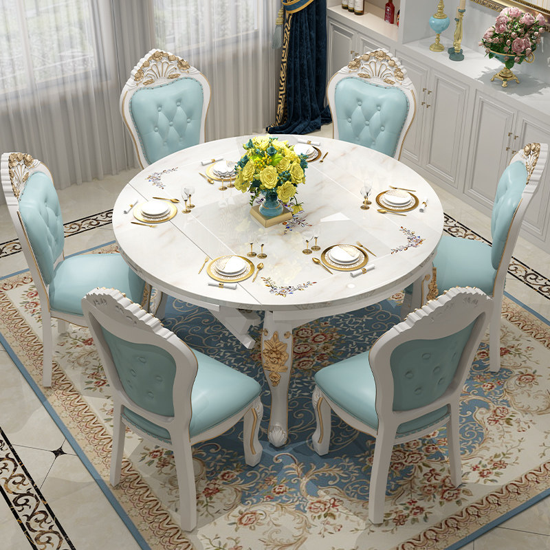 European style Marble fold table Round table chair combination Radius Dual use Small apartment household fold dining table turntablein the Residential furniture , Tables , 餐桌（新）, 大理石餐桌 category - from Buy2taobao.com to provide professional Taobao agent buy service