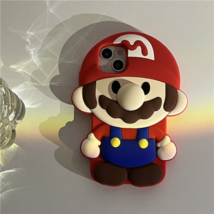 欧略 卡通可爱立体超级玛丽奥适用iphone15promax手机壳13苹果12硅胶软壳11新款女13pro防摔保护套14创意个性