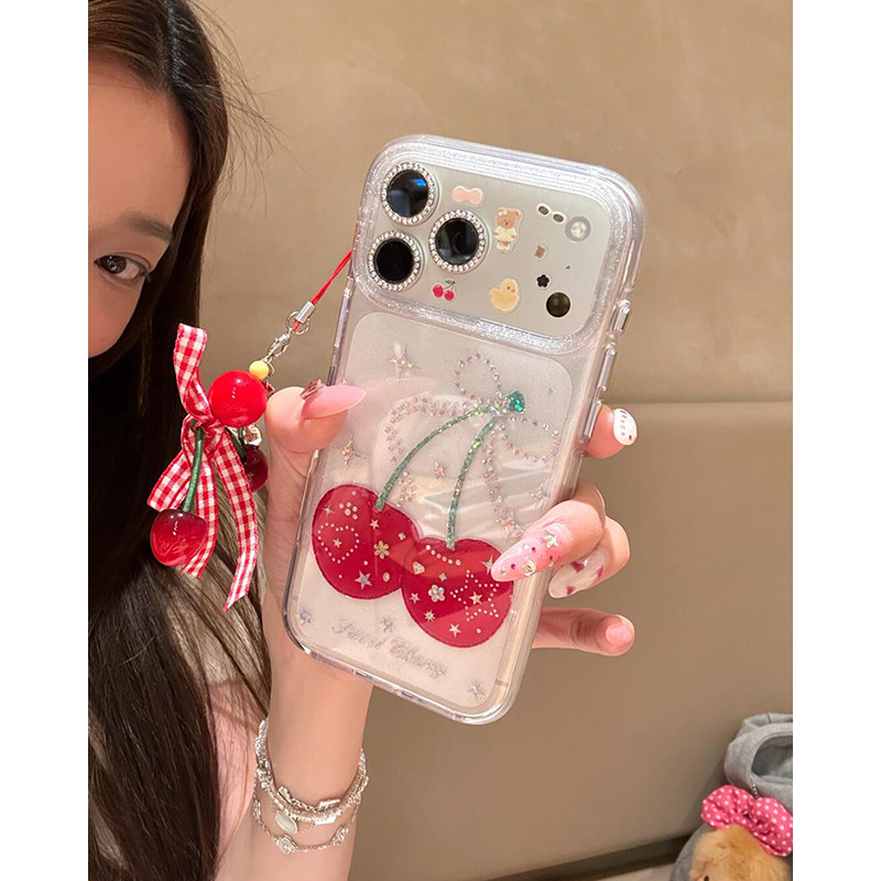 欧略 韩系高级感闪粉星星樱桃带挂件适用苹果17promax手机壳15新款iPhone16超好看14小众女款17pro防摔保护套,3C数码配件,手机保护套/壳,淘宝优惠券,粉丝福利购,淘宝优惠卷