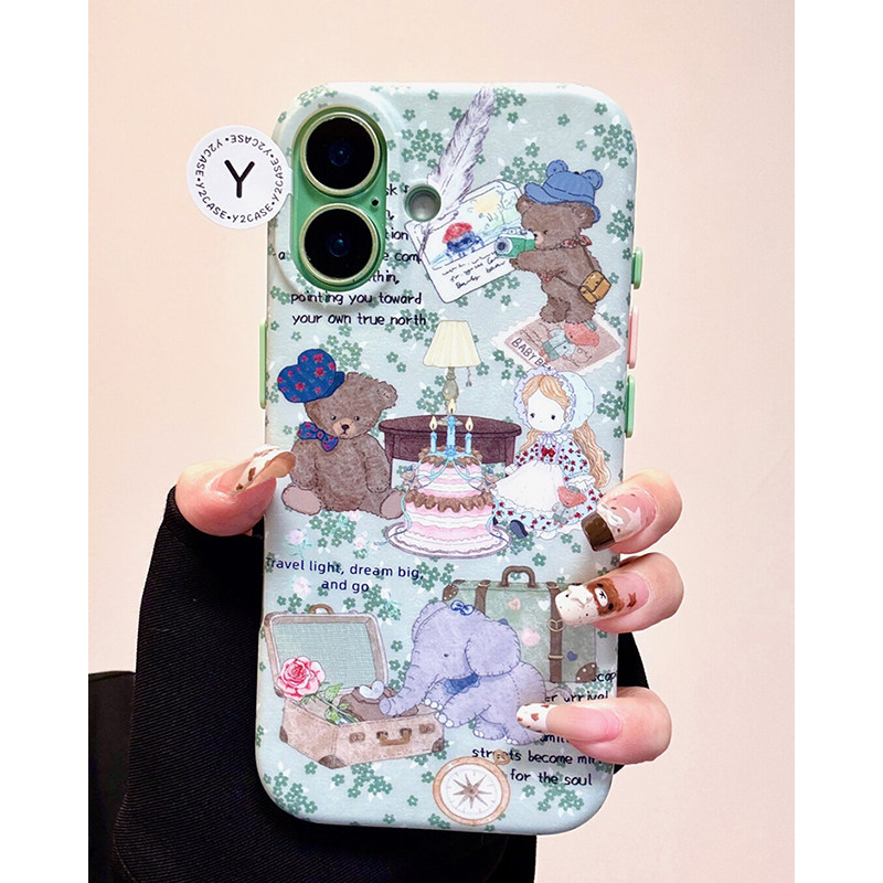 欧略 复古油画小熊大象洋娃娃适用苹果17promax手机壳15新