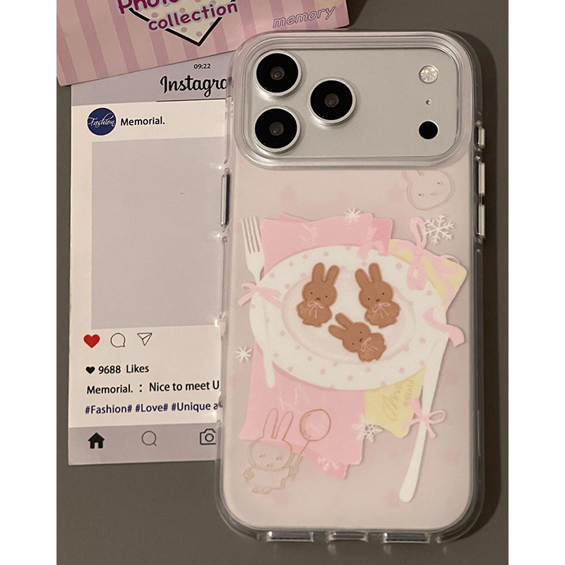 欧略 韩系可爱餐盘米菲兔饼干适用苹果17promax手机壳15新款iPhone16高级感14卡通女款13防摔保护套17超好看
