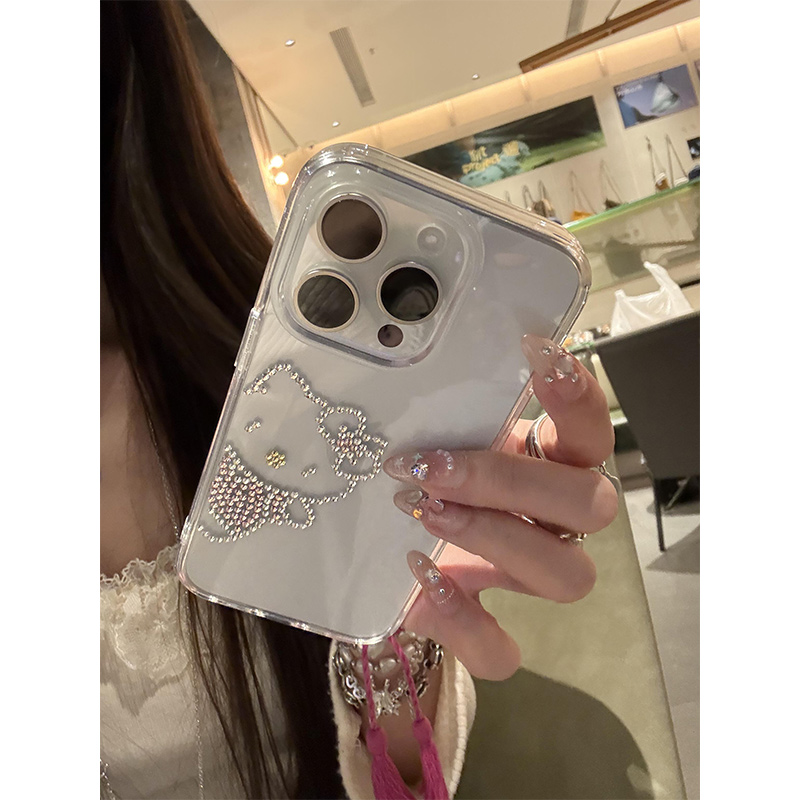 欧略 高级感透明水钻可爱kitty猫适用苹果16promax手机壳iPhone15新款14个性13简约15pro防摔保护套16女小众