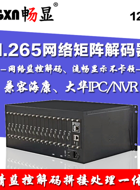 热销12屏网路监控电视墙解码器H265高清影片矩阵AV切换大屏拼接器