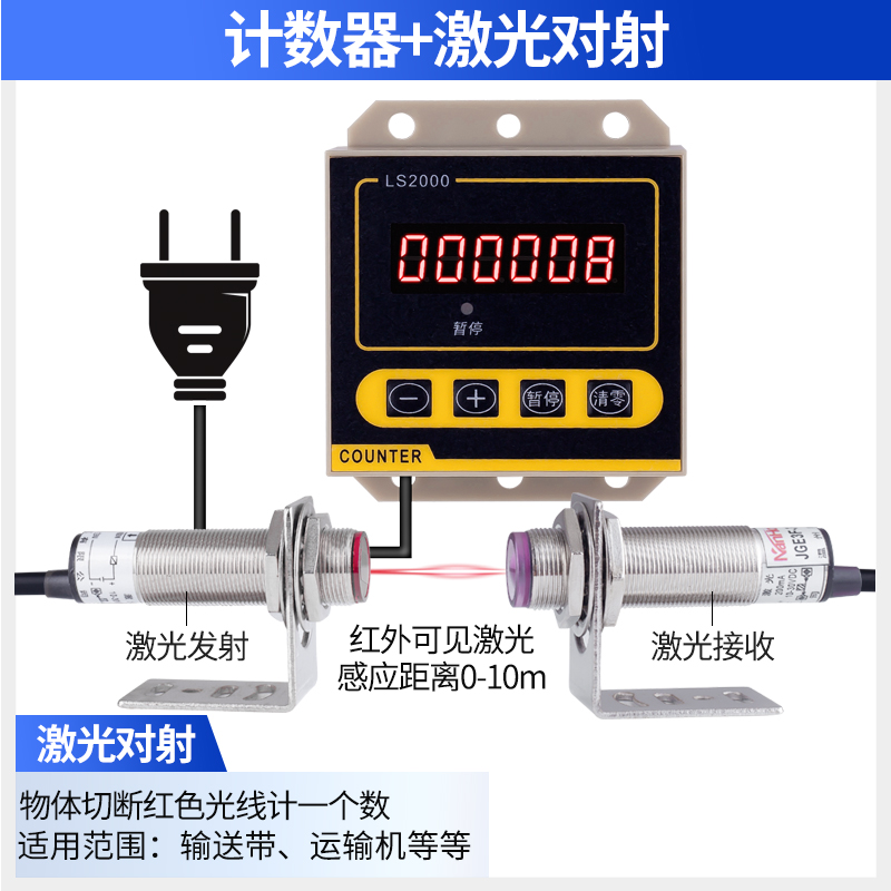 冲床计数器自动感应累加工业记数点数霍尔磁铁打捆机红外电子数显