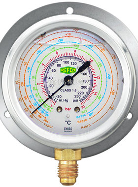 REFCO威科径向R22/R134A制冷空调机组用高低压冷媒压力表 油压表