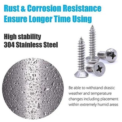 800PCS 盒装 公M2碳钢镀镍银色圆头十字自攻螺丝钉套件