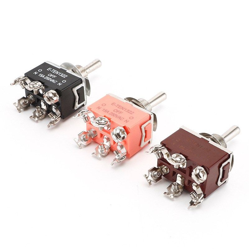 E-TEN1322/1321s汽车改装钮子开关 黑色6脚3档摇头摇臂摇杆开关