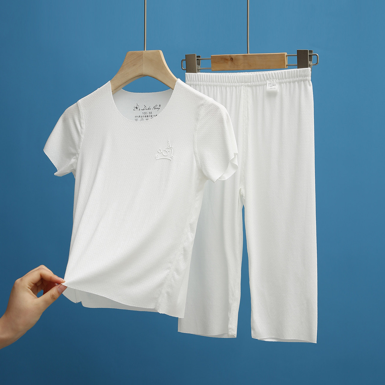 纯白色儿童睡衣短袖七分裤套装y夏季薄款男童女童家居服宝宝空调,童装/婴儿装/亲子装,家居服套装,淘宝优惠券,粉丝福利购,淘宝优惠卷