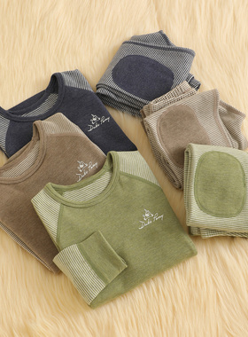 护膝德绒儿童保暖内衣套装男童女童秋衣秋裤加厚宝宝加绒打底衣