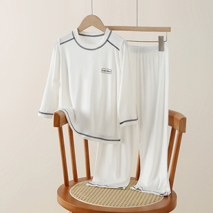 莫代尔儿童长袖睡衣套装男童女童冰丝家居服长裤薄款夏季空调服