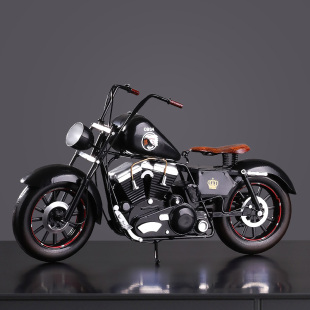 哈雷摩托车模型摆件复古工业风客厅铁艺金属机车男孩房间装 饰礼物